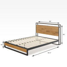Load image into Gallery viewer, Suzanne Metal and Wood Platform Bed Frame with Headboard Shelf and USB Port